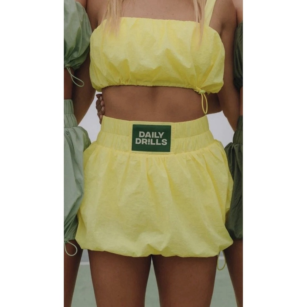 Daily Drills Bubble Bra Crop Tank Top Women's Yellow XL Athletic Athleisure